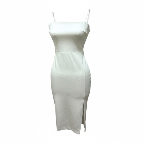 379 Express | EUC White Spaghetti Strap Bodycon Midi Dress (Size 0) - Picture 2 of 11
